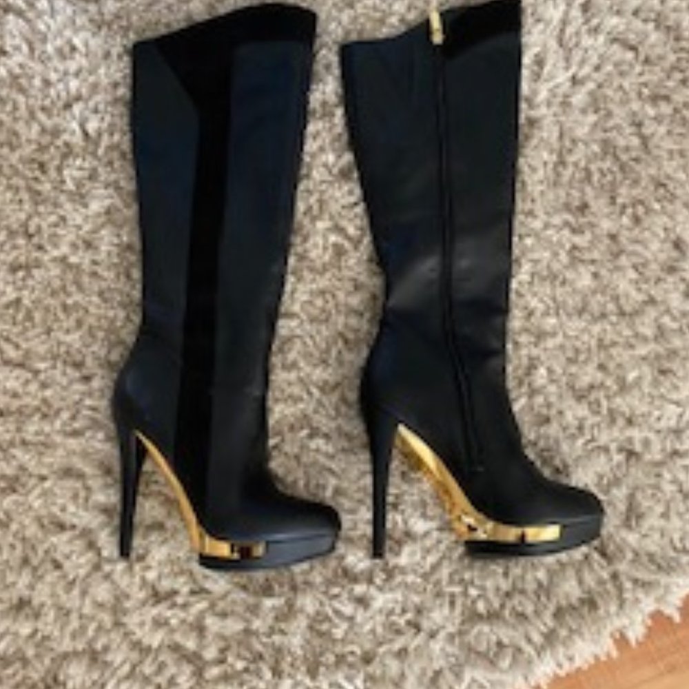 Black leather boots